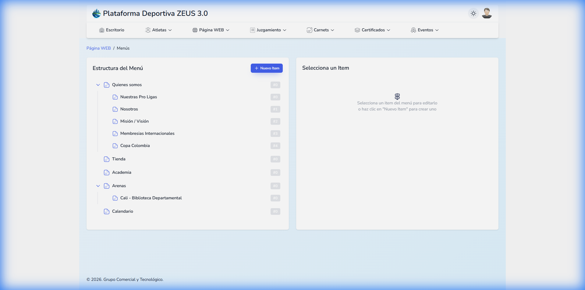 Configuración de Menú