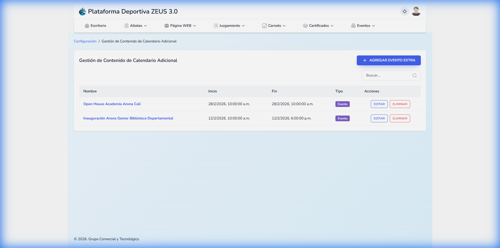 Gestión de Calendario